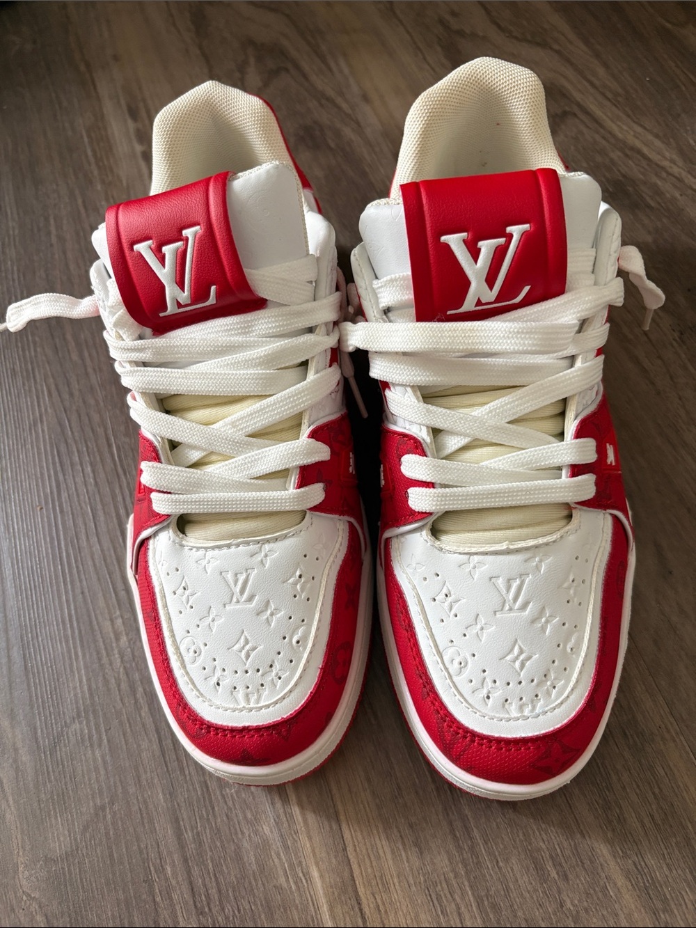 Red and White Sneakers